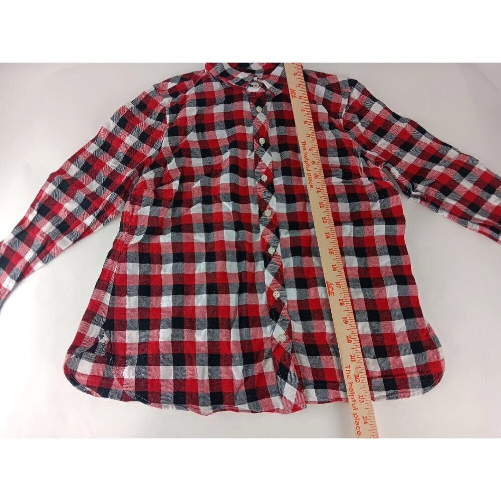 Talbots Button Up Shirt Women’s Size Mp Red Black White Buffalo Check w/Silver - Picture 6 of 10